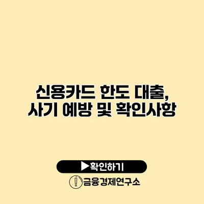 신용카드 한도 대출, 사기 예방 및 확인사항