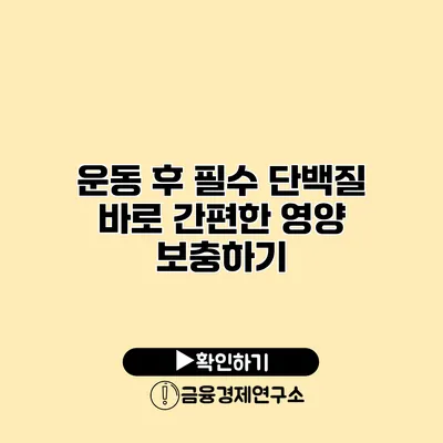 운동 후 필수 단백질 바로 간편한 영양 보충하기