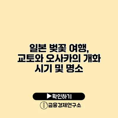 일본 벚꽃 여행, 교토와 오사카의 개화 시기 및 명소