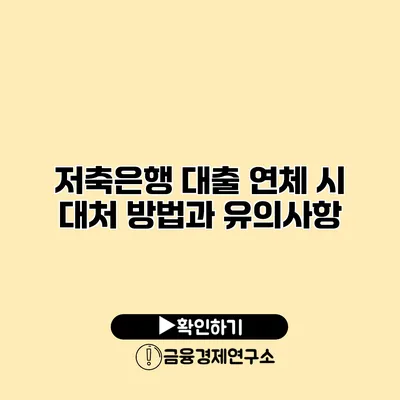 저축은행 대출 연체 시 대처 방법과 유의사항