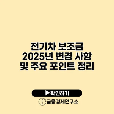 전기차 보조금 2025년 변경 사항 및 주요 포인트 정리
