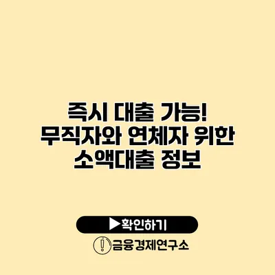 즉시 대출 가능! 무직자와 연체자 위한 소액대출 정보