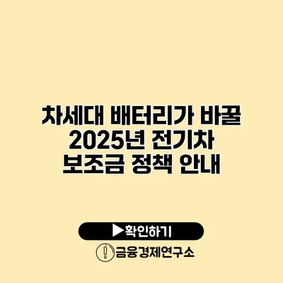 차세대 배터리가 바꿀 2025년 전기차 보조금 정책 안내