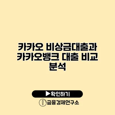 카카오 비상금대출과 카카오뱅크 대출 비교 분석