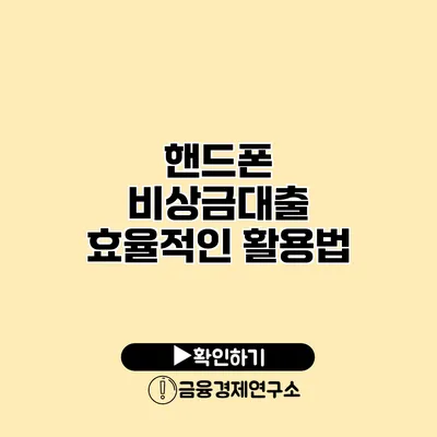 핸드폰 비상금대출 효율적인 활용법