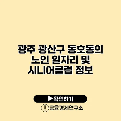 광주 광산구 동호동의 노인 일자리 및 시니어클럽 정보