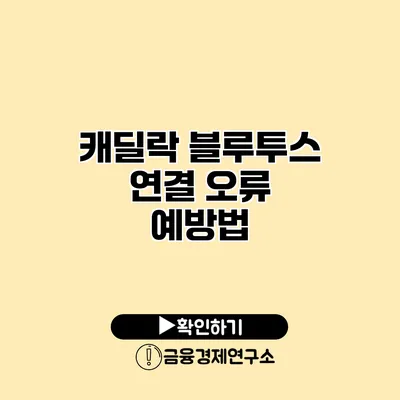 캐딜락 블루투스 연결 오류 예방법